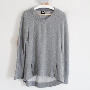 Nordstrom x H by Bordeaux Heather Gray Crew Neck Flare Pullover Sweater MEDIUM